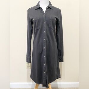 Faherty Seasons Knit Long Sleeve Organic Cotton Gray Shirt Dress
